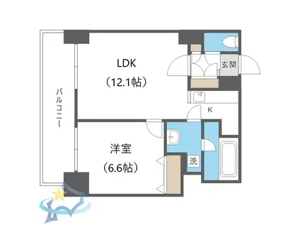 グランドタワー札幌(1LDK/12階)の間取り写真