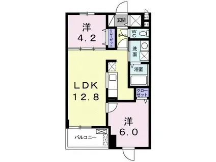 エムズアーク松城(2LDK/4階)の間取り写真