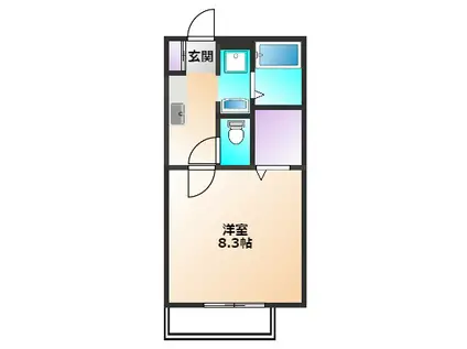 クレスト西町(1K/1階)の間取り写真