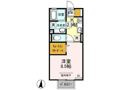 プランドールブリエ D(1K/2階)の間取り写真