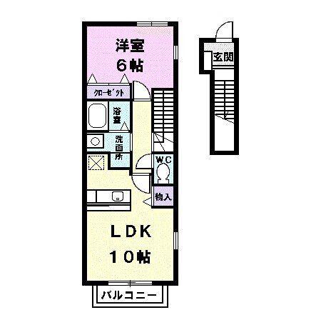 すまいらーくIV(1LDK/2階)の間取り写真