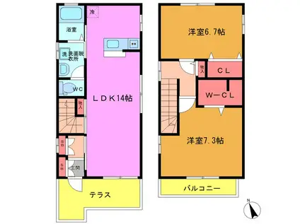 AORIO北大前(2LDK/2階)の間取り写真