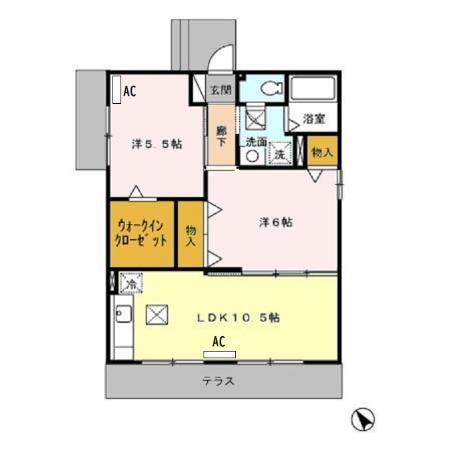 コスモガーデンA棟(2LDK/1階)の間取り写真