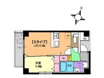 パラシオテルマス池上(1LDK/2階)の間取り写真