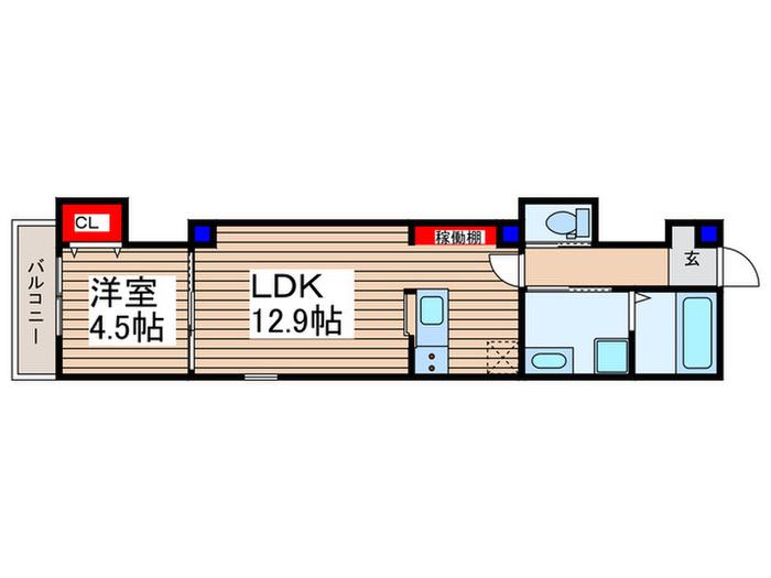 ルッソ ソレイユ 川越1番館(1LDK/3階)の間取り写真