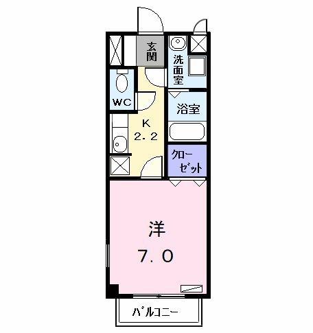 シェソワPART.Ⅰ(1K/2階)の間取り写真