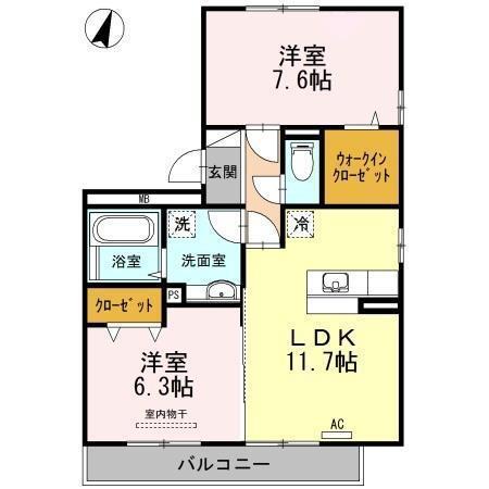 グランシャリオM(2LDK/2階)の間取り写真