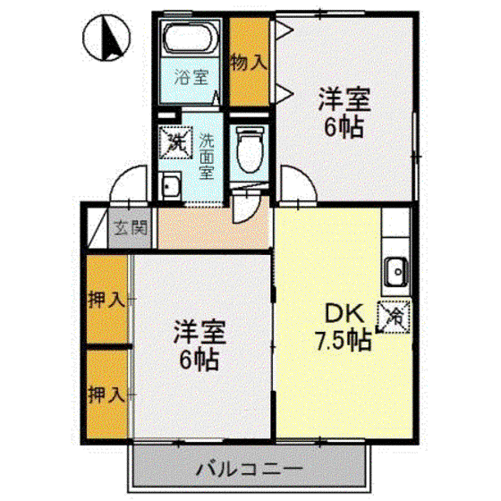 リヴェールA(2DK/2階)の間取り写真