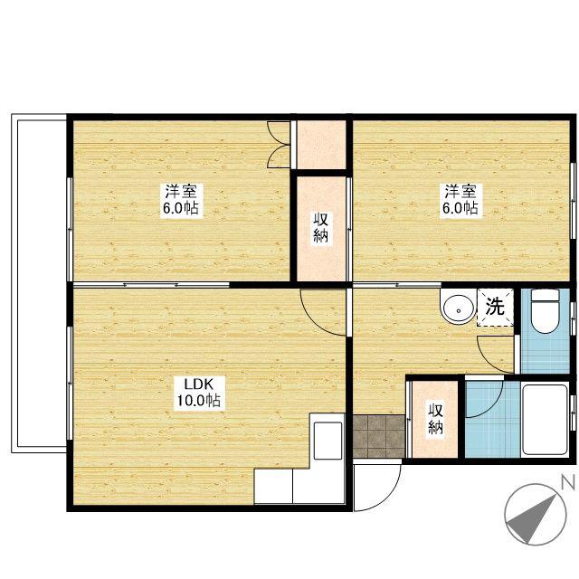 新涯マンションB棟(2LDK/5階)の間取り写真
