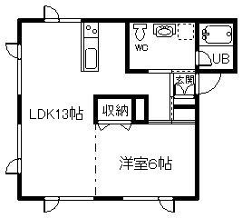 たいせつカムイ(1LDK/1階)の間取り写真