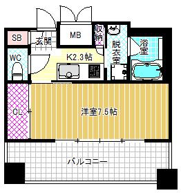 レジュールアッシュ梅田ウエスト(1K/3階)の間取り写真