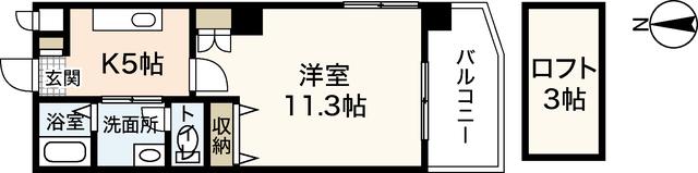 第13平勝ビル(1K/3階)の間取り写真