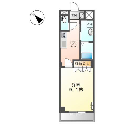 グリーングラス弐番館(1K/1階)の間取り写真
