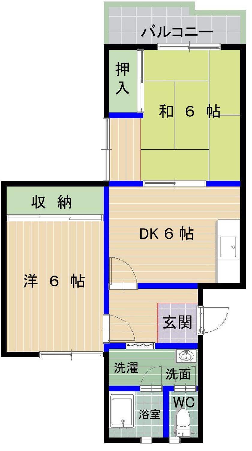 タワーズ唐原(2DK/5階)の間取り写真