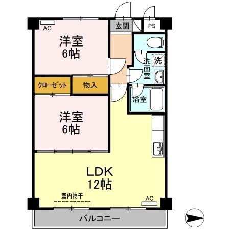 その木ハイツ(2LDK/2階)の間取り写真