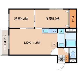 フェリチタ愛子I(2LDK/3階)の間取り写真
