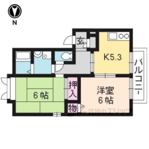 びれっじきさらぎⅡ(2DK/1階)の間取り写真