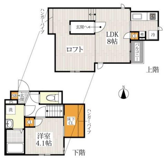 CB南熊本ヴィータ(1LDK/1階)の間取り写真