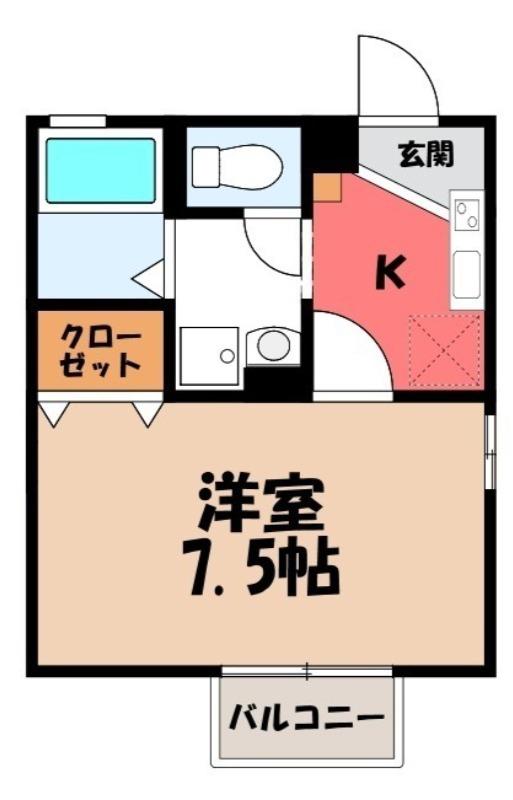 マルベリー弐番館(1K/2階)の間取り写真