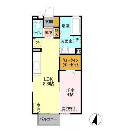 リヴェール見和(1LDK/2階)の間取り写真