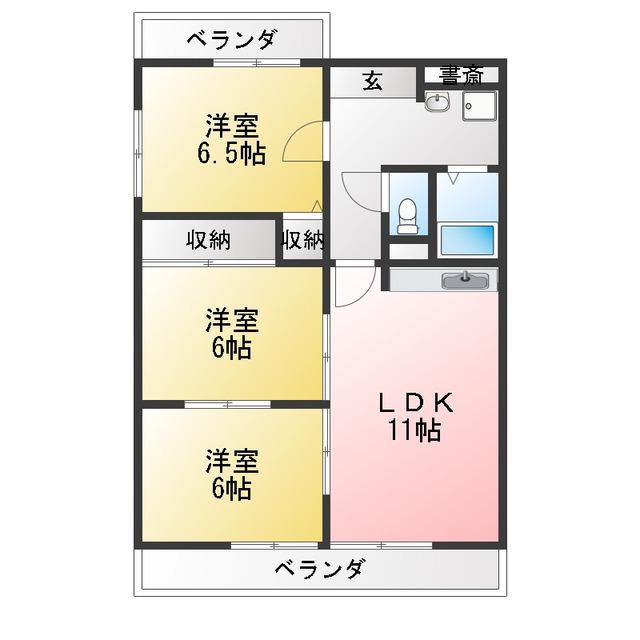 杉山マンション(3LDK/1階)の間取り写真