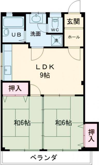 コーポ周山 II(2LDK/1階)の間取り写真