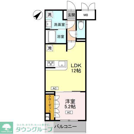 エマリーグレース(1LDK/2階)の間取り写真
