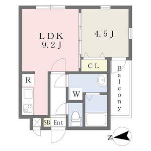 MOVE山王ウエスト(1LDK/2階)の間取り写真