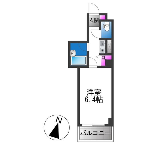 ビラ菱屋西(1K/3階)の間取り写真