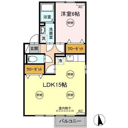 セジュール松縄B棟(1LDK/2階)の間取り写真
