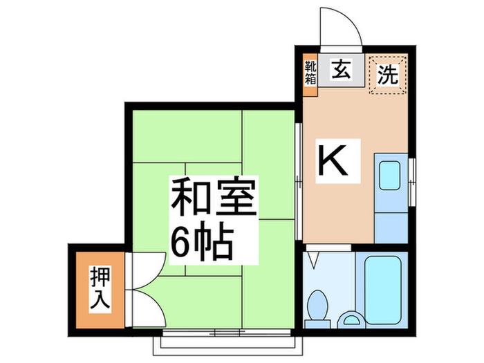 フラワーコーポ(1K/2階)の間取り写真