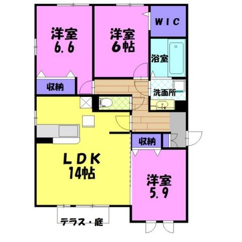 フェデーレ C(3LDK/1階)の間取り写真