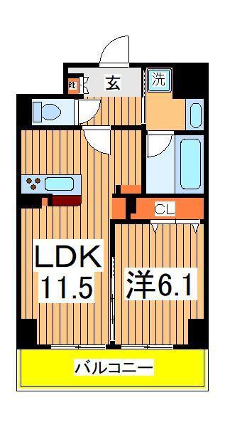 YS STATE 天王台(1LDK/6階)の間取り写真