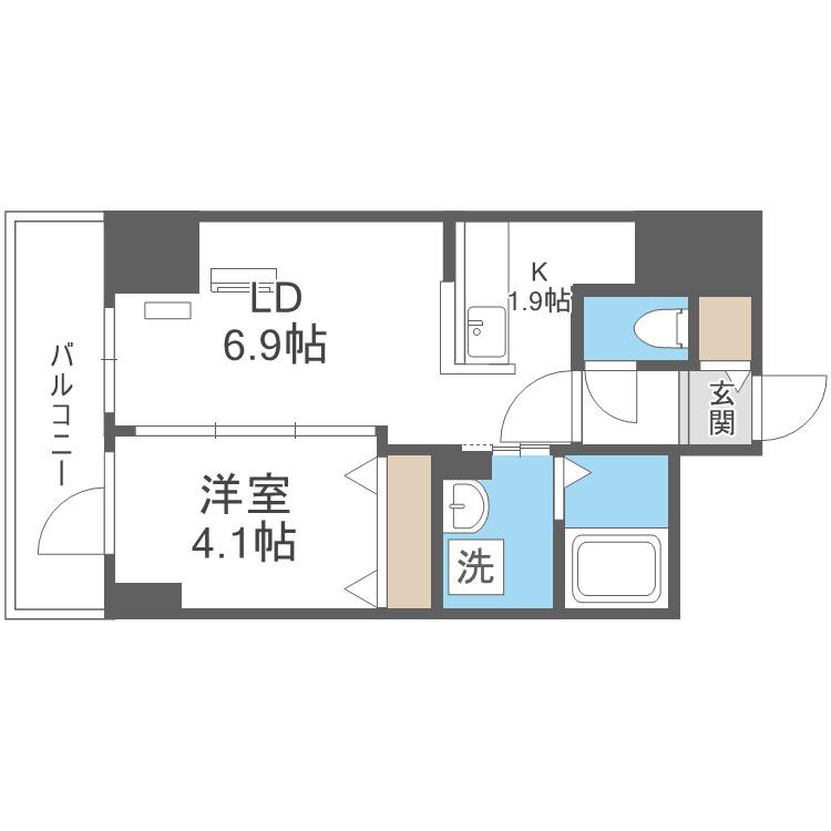 グランカーサ南6条(1LDK/5階)の間取り写真