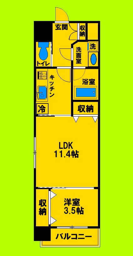 フレンシアノイエ江坂(1LDK/2階)の間取り写真