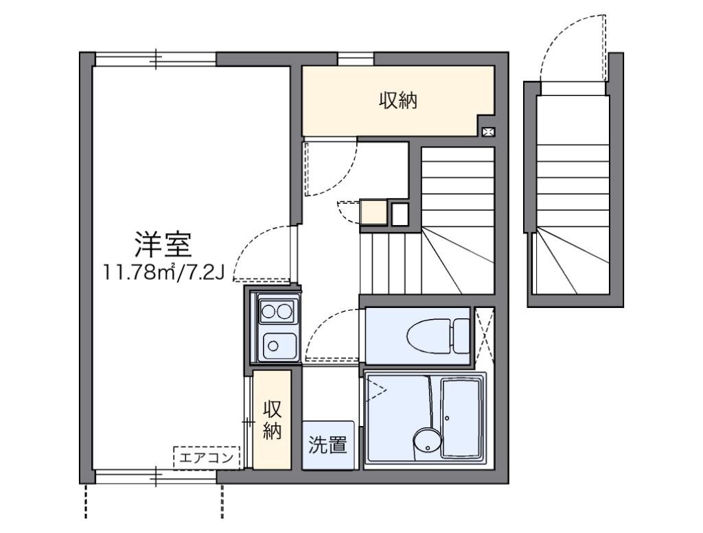 レオネクストピース K(1K/2階)の間取り写真