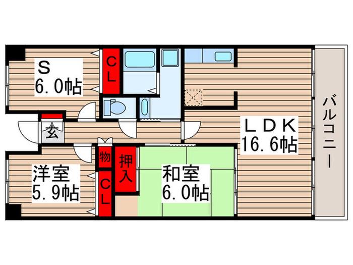 サングリーン海道割(2SLDK/2階)の間取り写真