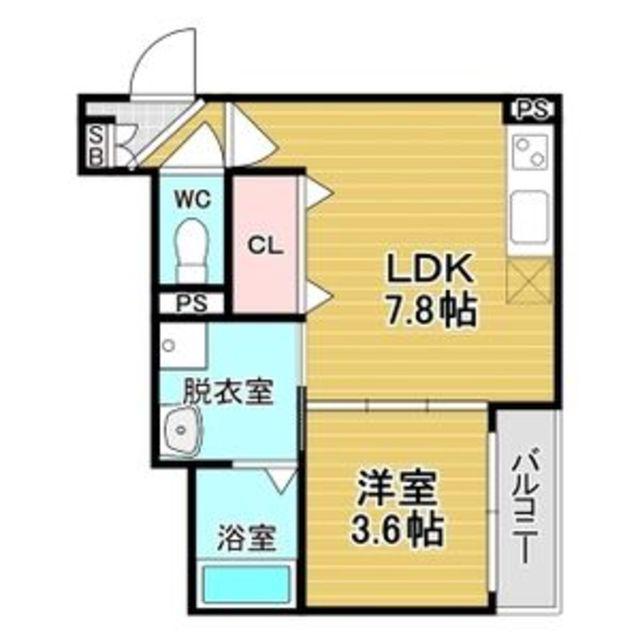 グランツ喜連(1LDK/1階)の間取り写真