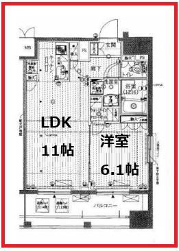 プレール・ドゥーク東京イーストIVリバーサイド(1LDK/12階)の間取り写真