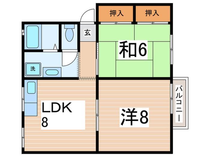 ダイヤモンドライフ(2LDK/2階)の間取り写真