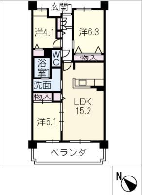 JMU久居社宅F棟(3LDK/3階)の間取り写真