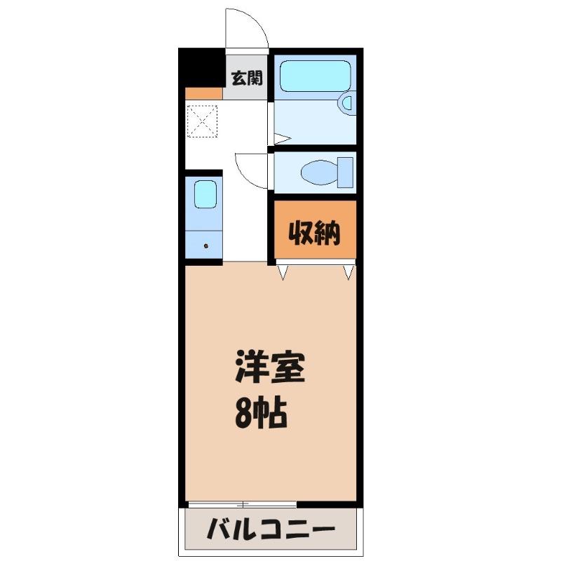 ロックハイツⅡ(ワンルーム/1階)の間取り写真