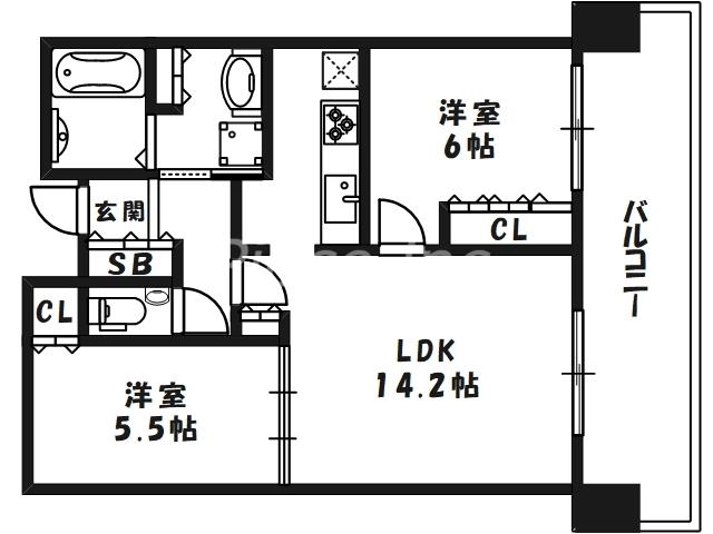 ザ・パークハウス中之島タワー(2LDK/15階)の間取り写真