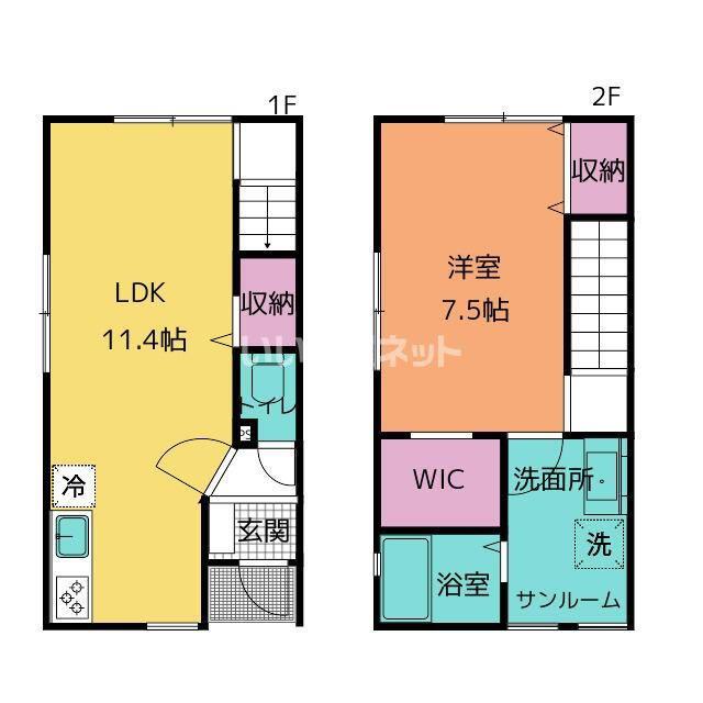 JESUS SQUARE常盤台 A棟(1LDK/1階)の間取り写真