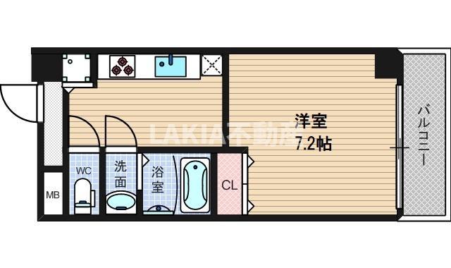 サムティ阿波座LUSSO(1K/9階)の間取り写真