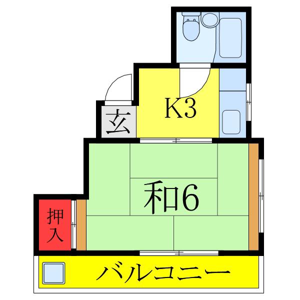 大野ビル(1K/2階)の間取り写真