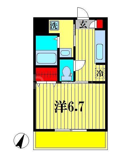 ロイヤルフレア・M(1K/2階)の間取り写真