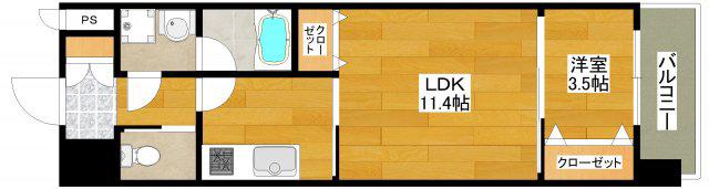 フレンシアノイエ江坂(1LDK/3階)の間取り写真
