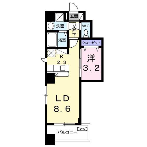 ボヌール高砂(1LDK/7階)の間取り写真