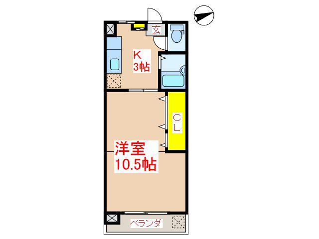 山本ビル(1K/3階)の間取り写真